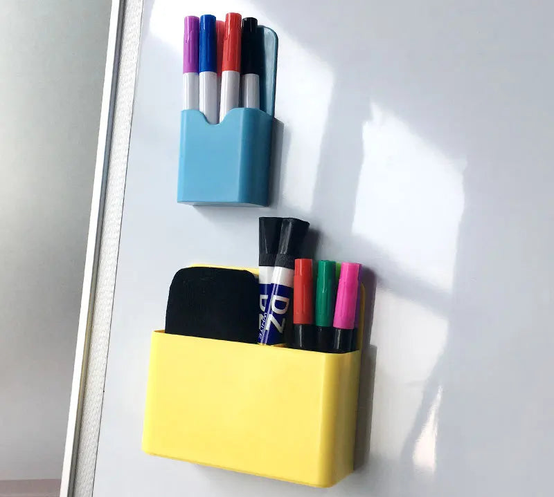 Magnetic pen and marker holder on whiteboard