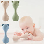 Silicone bear rattle teether for babies with soothing properties