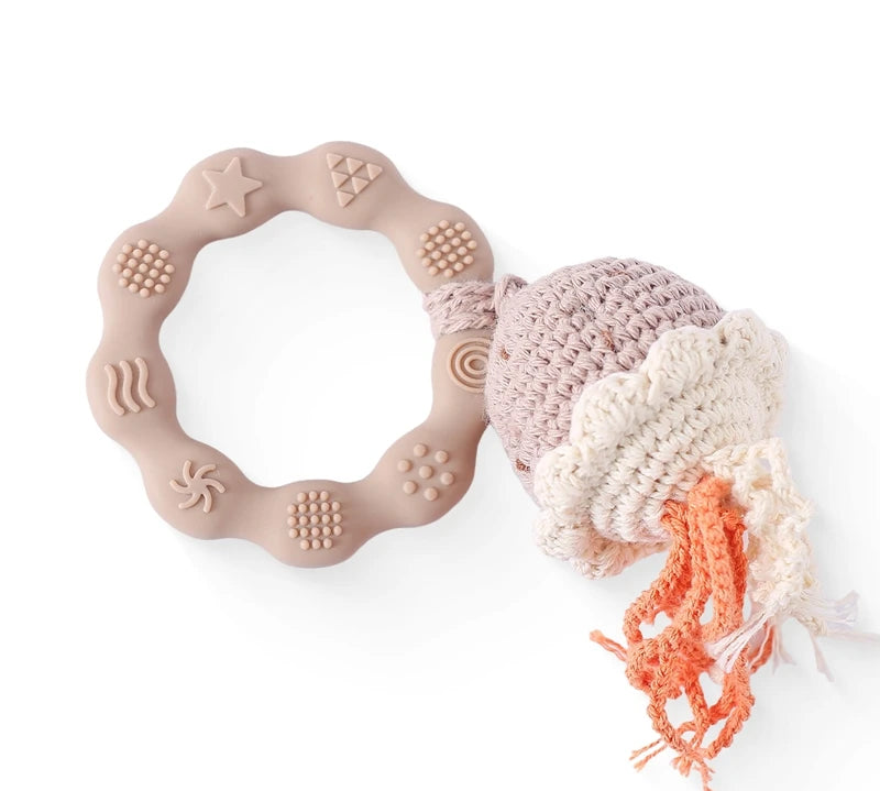 Crochet Bear Rattle Teether Toy