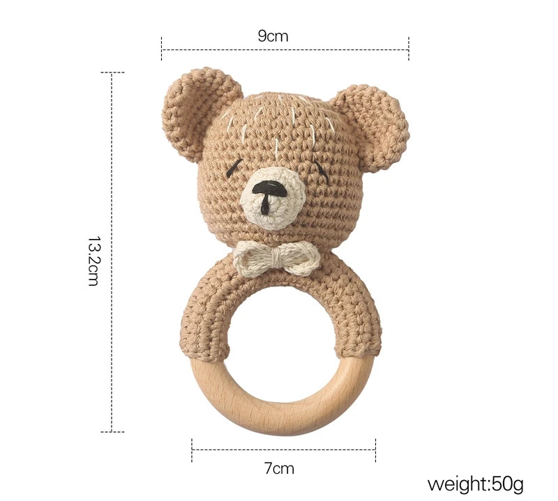 Crochet Bear Rattle Teether Toy