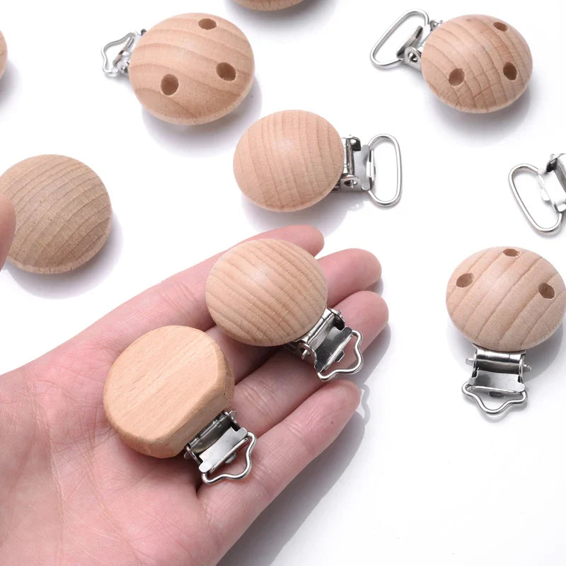 Beech Wooden Pacifier Clips