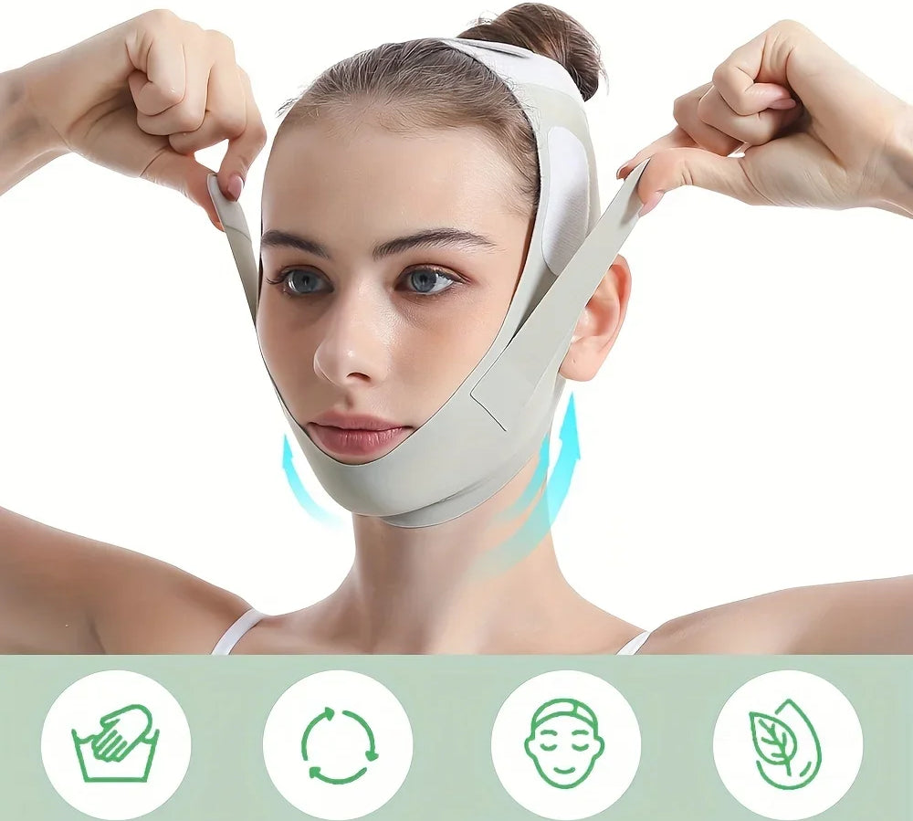 Adjustable V-line face slimming strap for jawline contouring