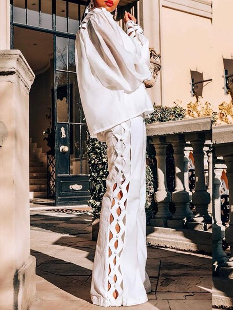 Sexy Hollow-Out 2-Piece Autumn Set for women