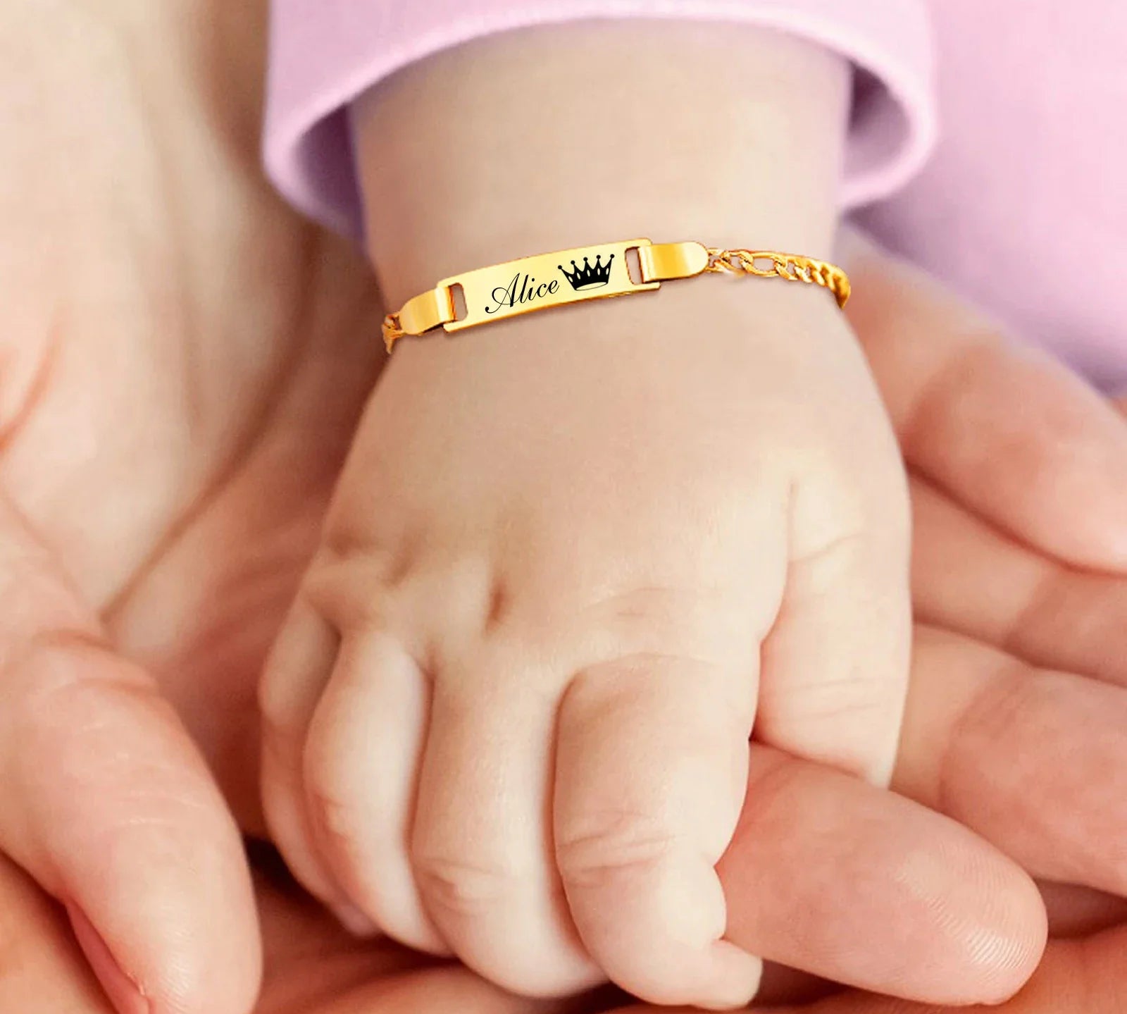 Custom baby name bracelet with personalized engraving