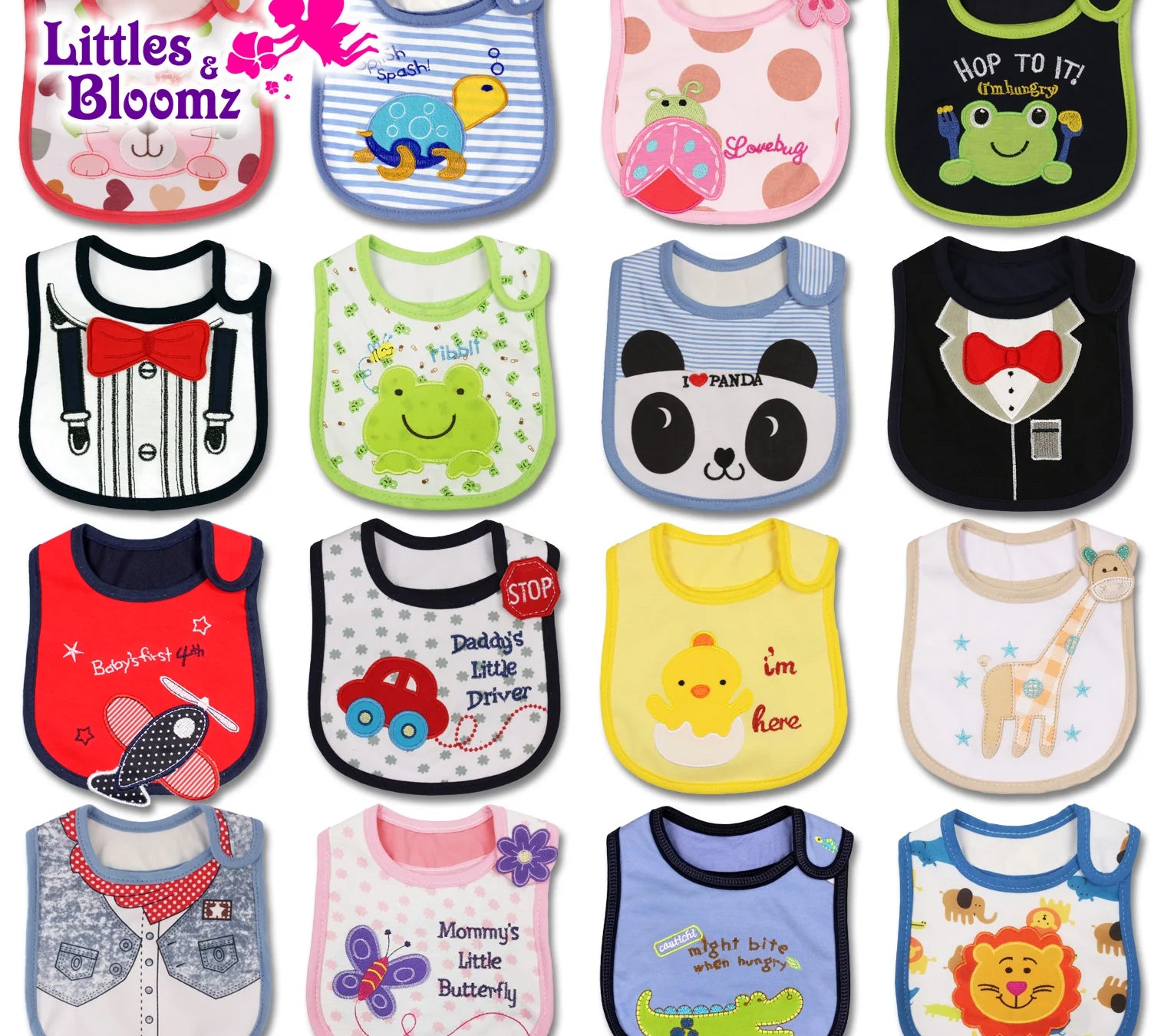 Soft cotton bib set by Littles and Bloomz