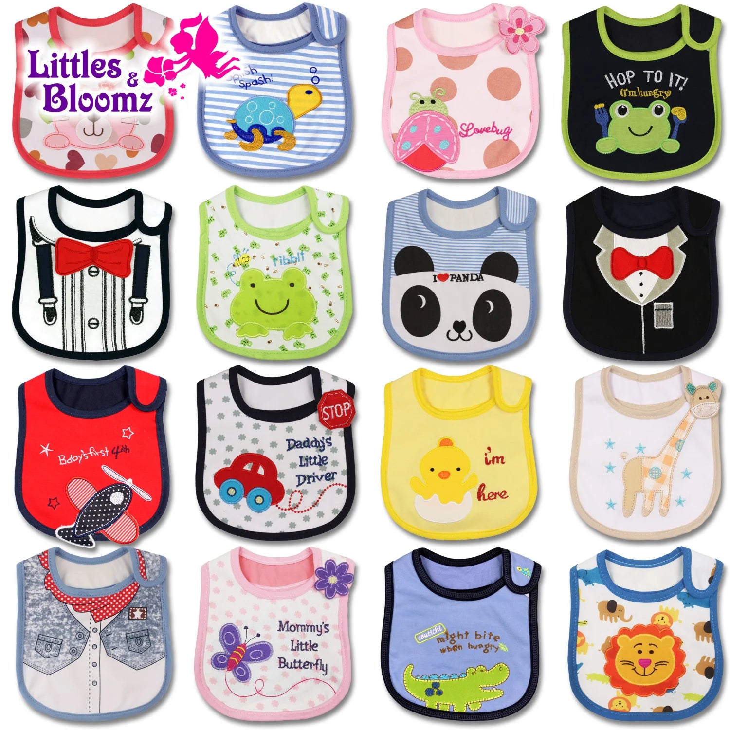 Soft cotton bib set by Littles and Bloomz