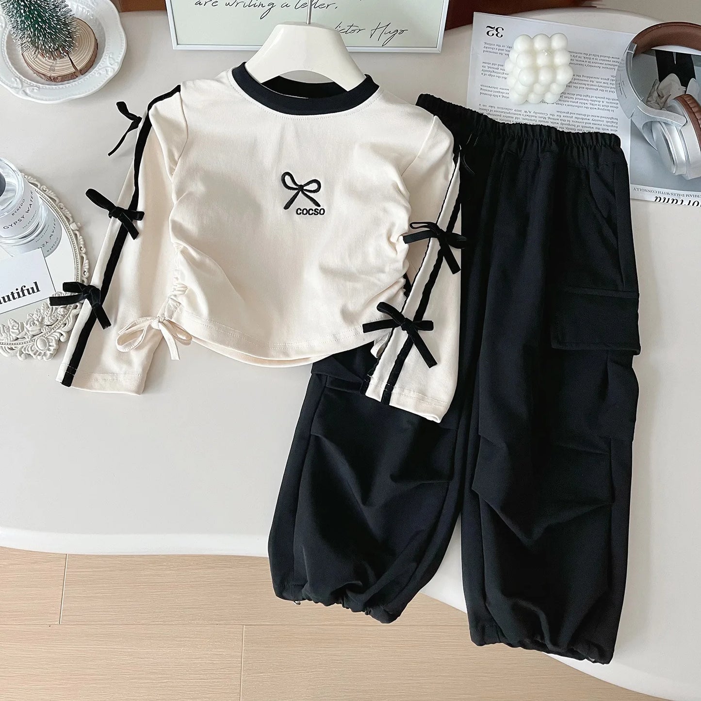 2025 autumn new girls' set long sleeved fashionable two-piece set