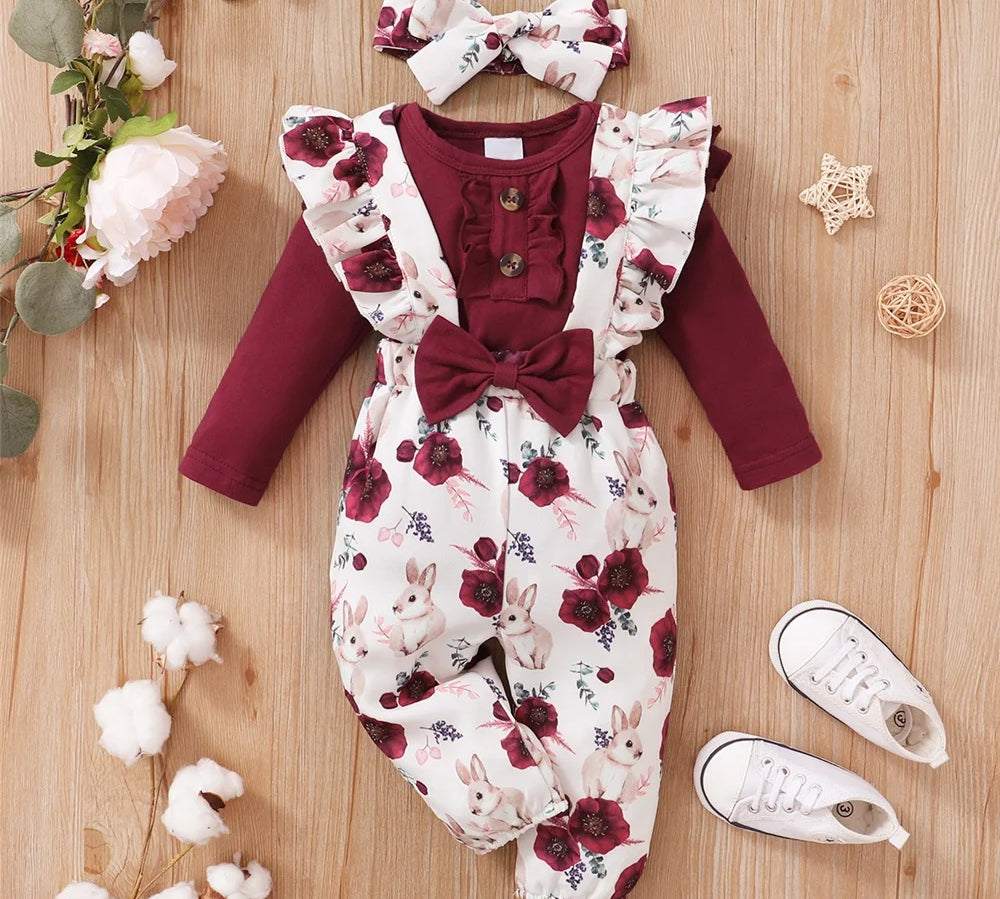 Festive red baby outfit for girls