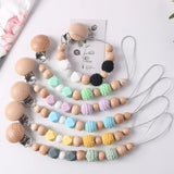 Wood Silicone Baby Pacifier Clip