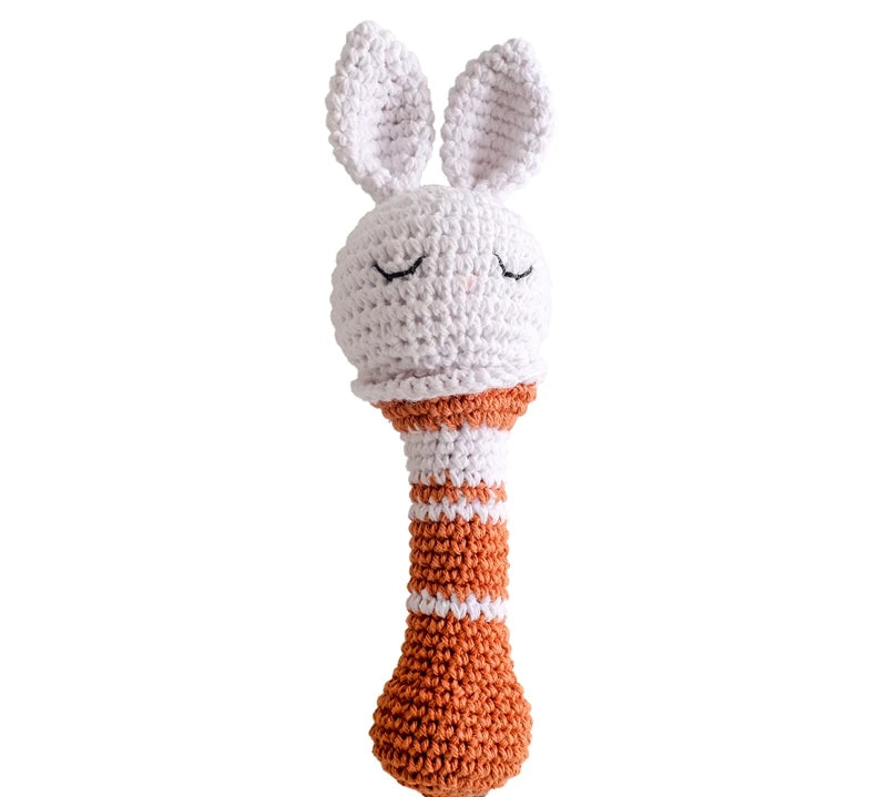 Crochet Bear Rattle Teether Toy