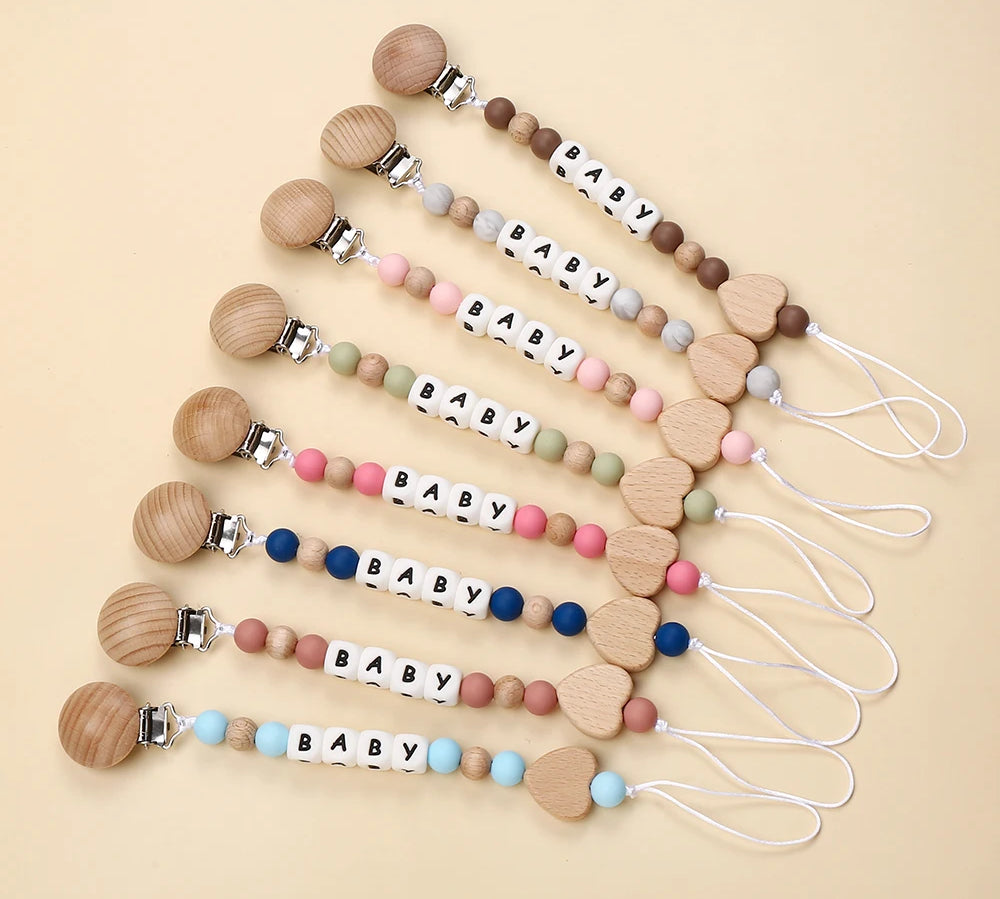 Personalized name baby pacifier clip with custom design
