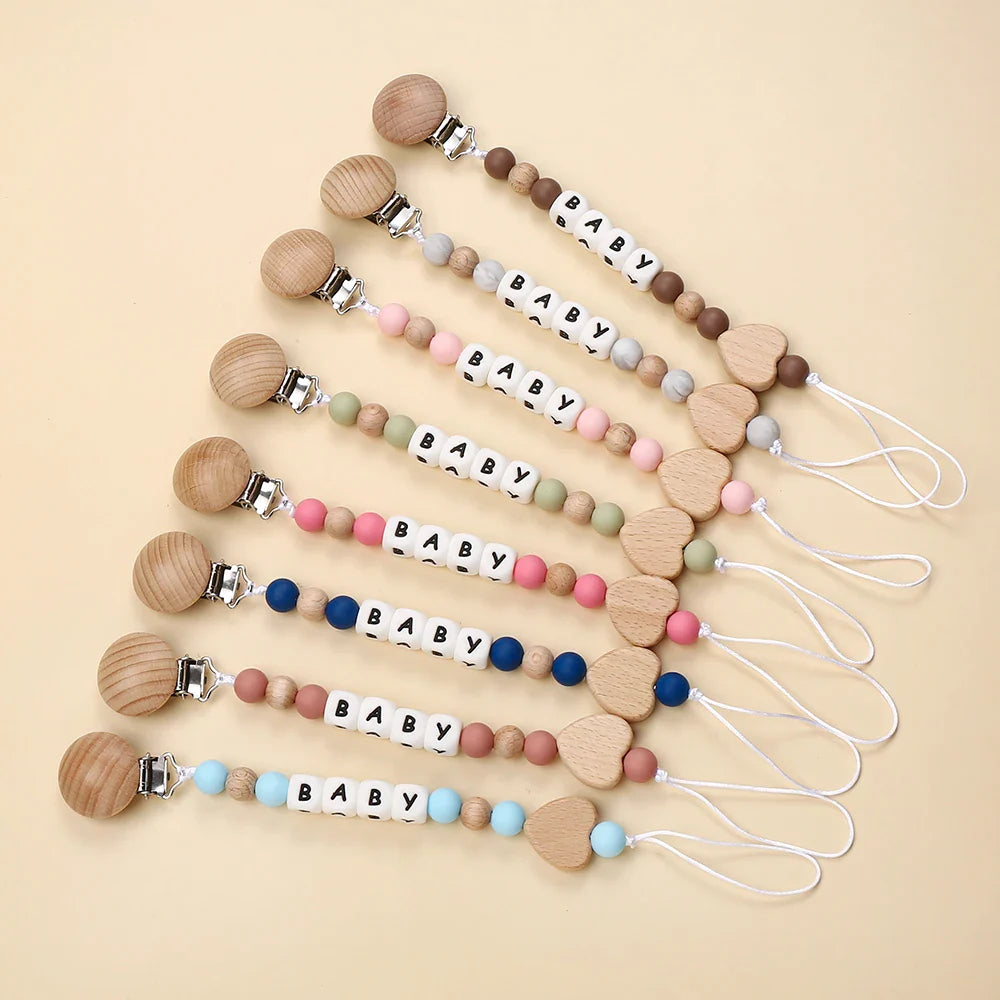 Personalized name baby pacifier clip with custom design