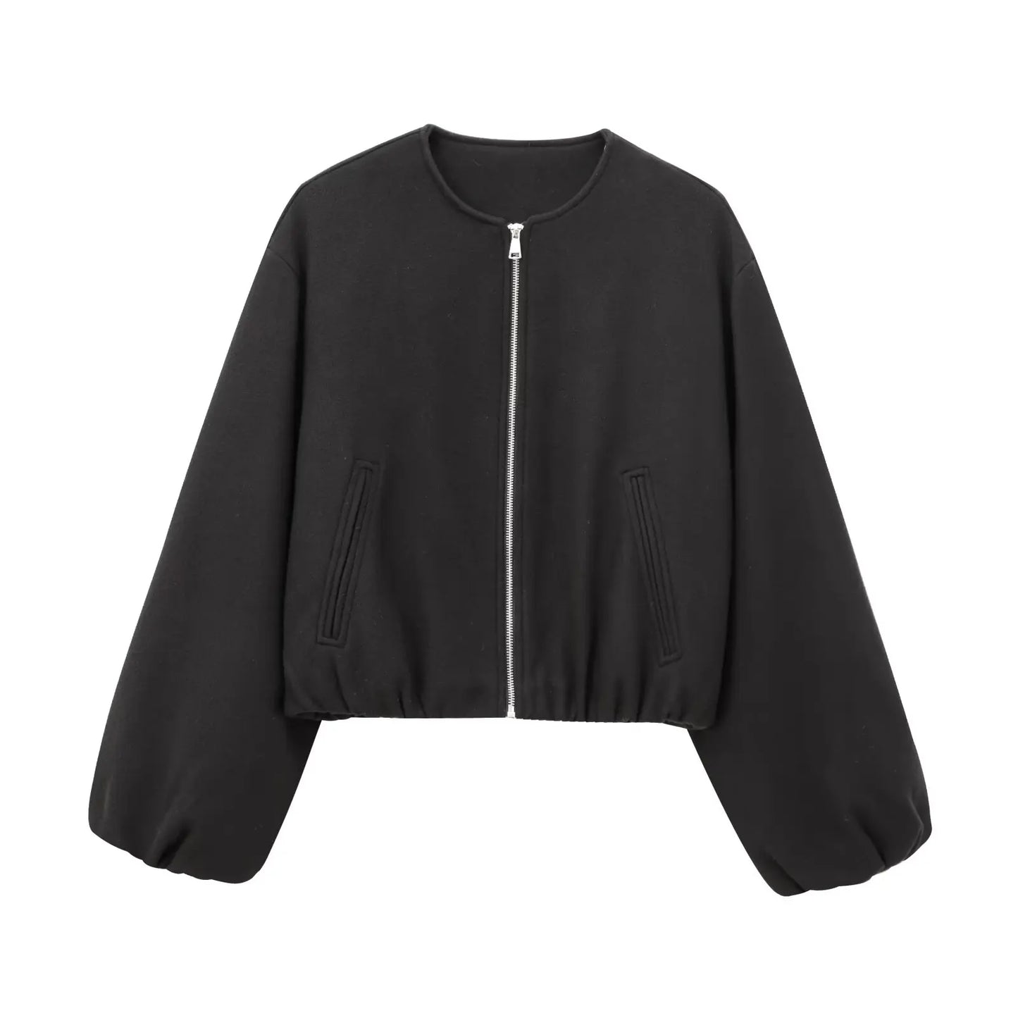 MUJER Black Bomber Jackets for Women | 2025 Long Sleeve Winter Coat Female
