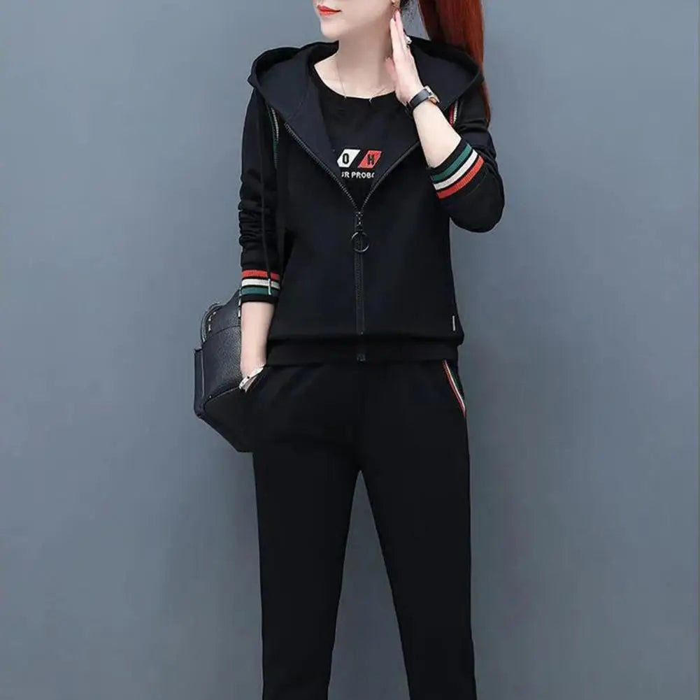 Women 3 Piece Running Sets |Fall Spring Solid Sportswear
