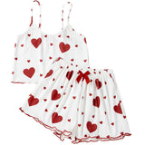 White Heart Print Pajama Set