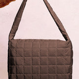 Beige Quilted Large Shoulder Bag