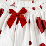 White Heart Print Pajama Set