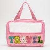 Black TRAVEL Chenille PVC Makeup Bag