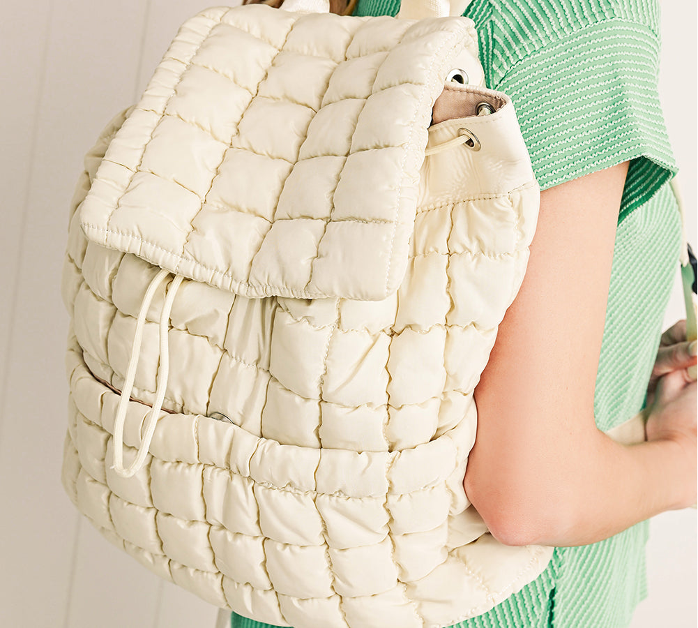 Black Quilted Puffer Backpack