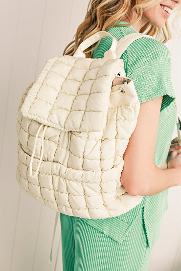 Trendy black quilted puffer backpack for daily use