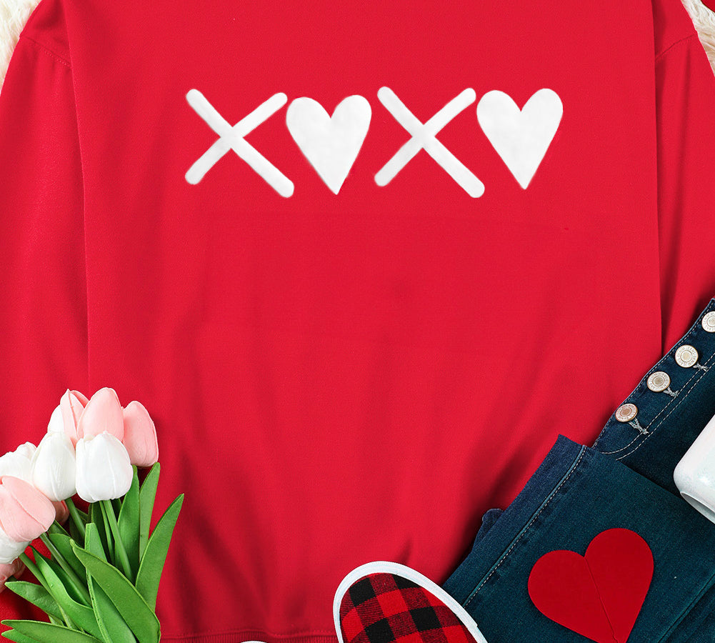 Stylish Valentine's Day sweatshirt with XOXO heart