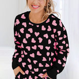 Pink Plus Size Heart Checkered Sweater