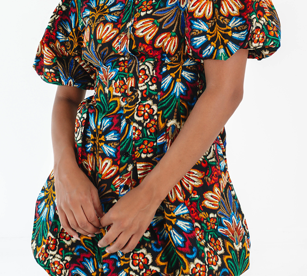 Trendy boho-style bubble sleeve dress for a relaxed look