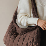 Beige Quilted Large Shoulder Bag