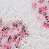 Pink Heart Leopard Print Sweater