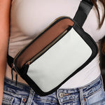 Trendy white crossbody bag featuring a unique color block pattern