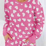 Pink Plus Size Heart Checkered Sweater