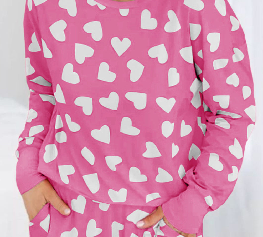 Pink Plus Size Heart Checkered Sweater