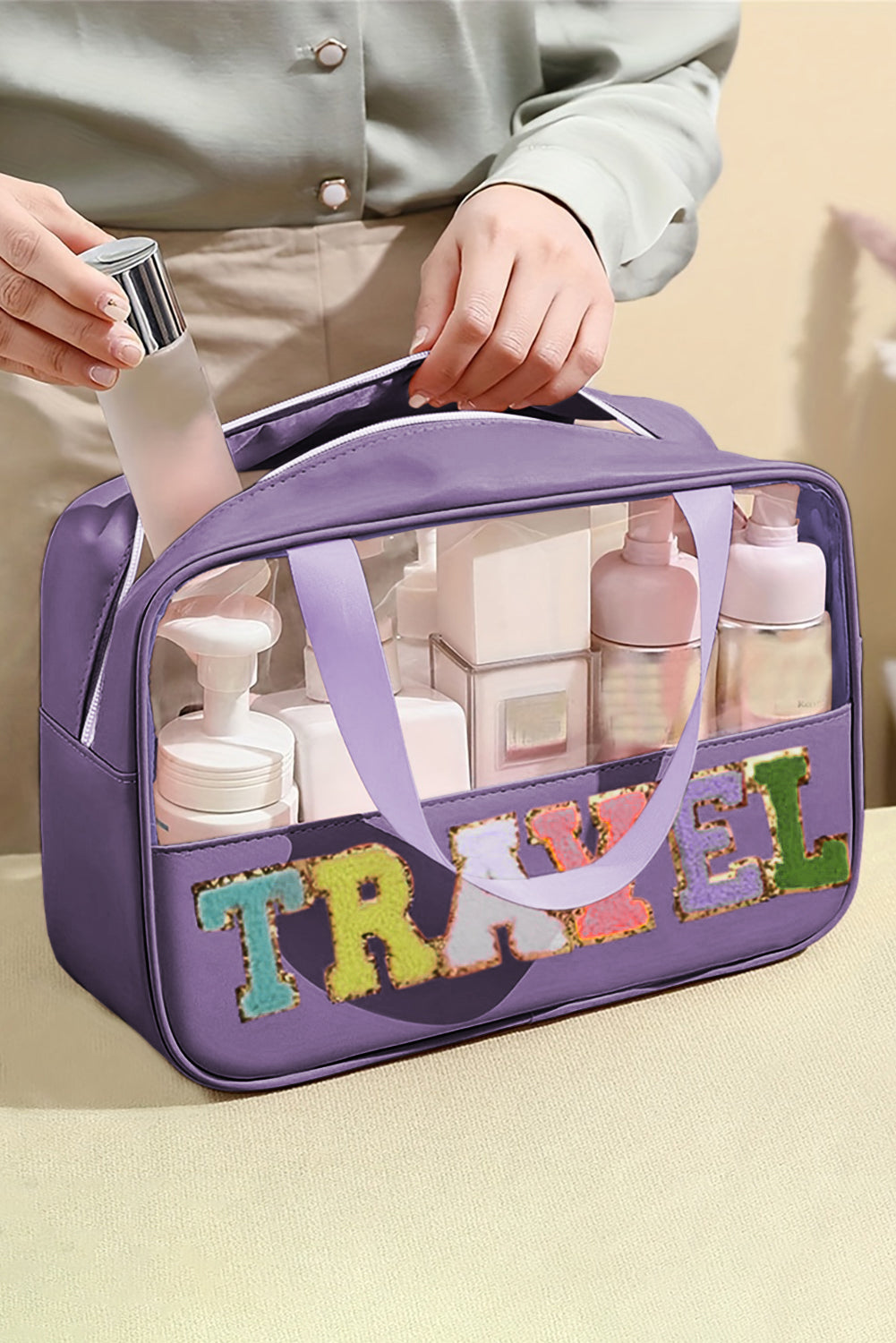 Durable and stylish black travel makeup organizer bag