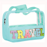 Black TRAVEL Chenille PVC Makeup Bag
