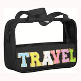 Black TRAVEL Chenille PVC Makeup Bag