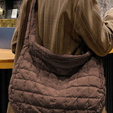 Beige Quilted Large Shoulder Bag