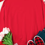 Red sweatshirt with heart and XOXO print for women