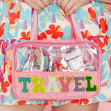 Black TRAVEL Chenille PVC Makeup Bag