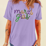 White Sequin Mardi Gras Tee