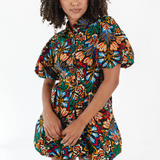 Boho Floral Bubble Sleeve Dress