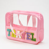 Black TRAVEL Chenille PVC Makeup Bag