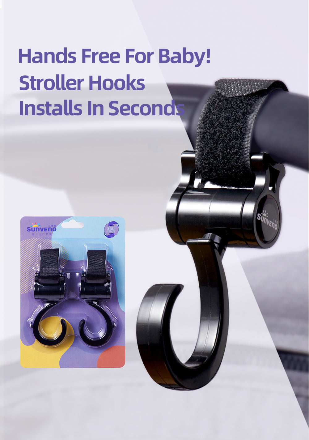 Stroller bag hooks for diaper bags