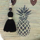 Straw Bag with Hand-Painted Pineapple