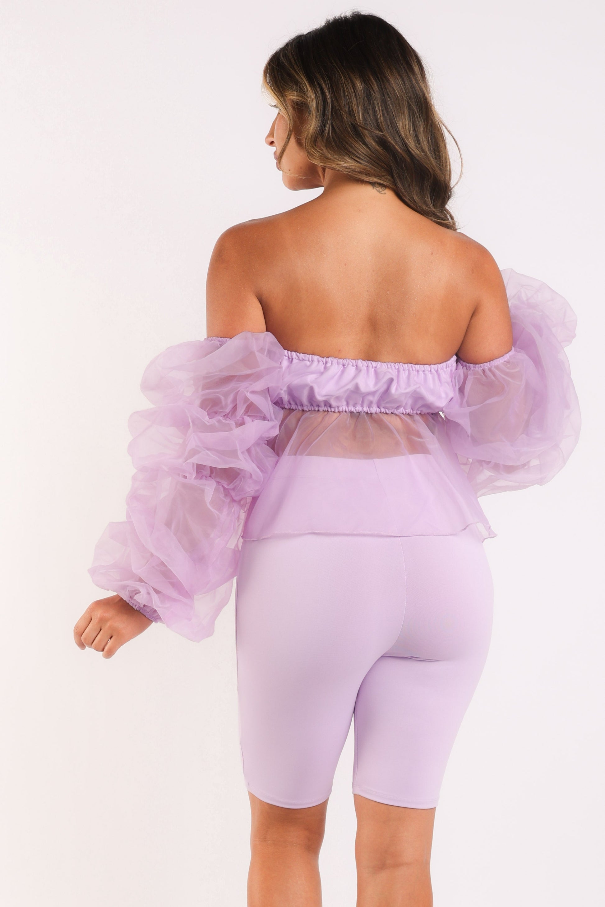 2-Piece Set Lavender Organza Sleeve 