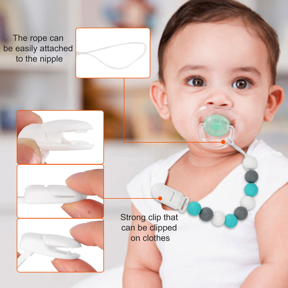 2 Food-grade Silicone Teething Beads Nipple Clip
