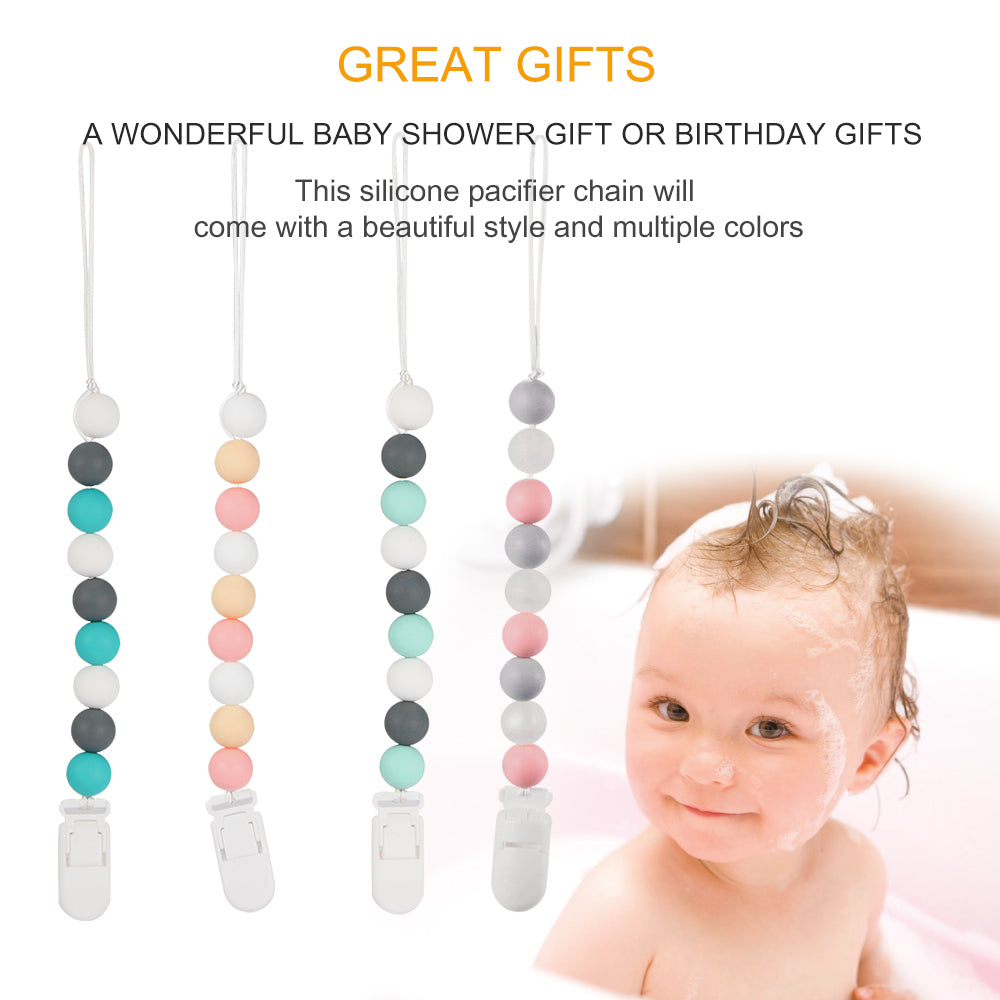 2 Food-grade Silicone Teething Beads Nipple Clip