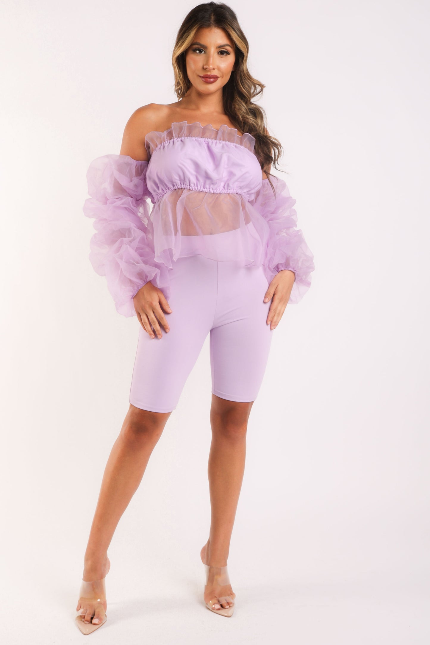2-Piece Set Lavender Organza Sleeve 