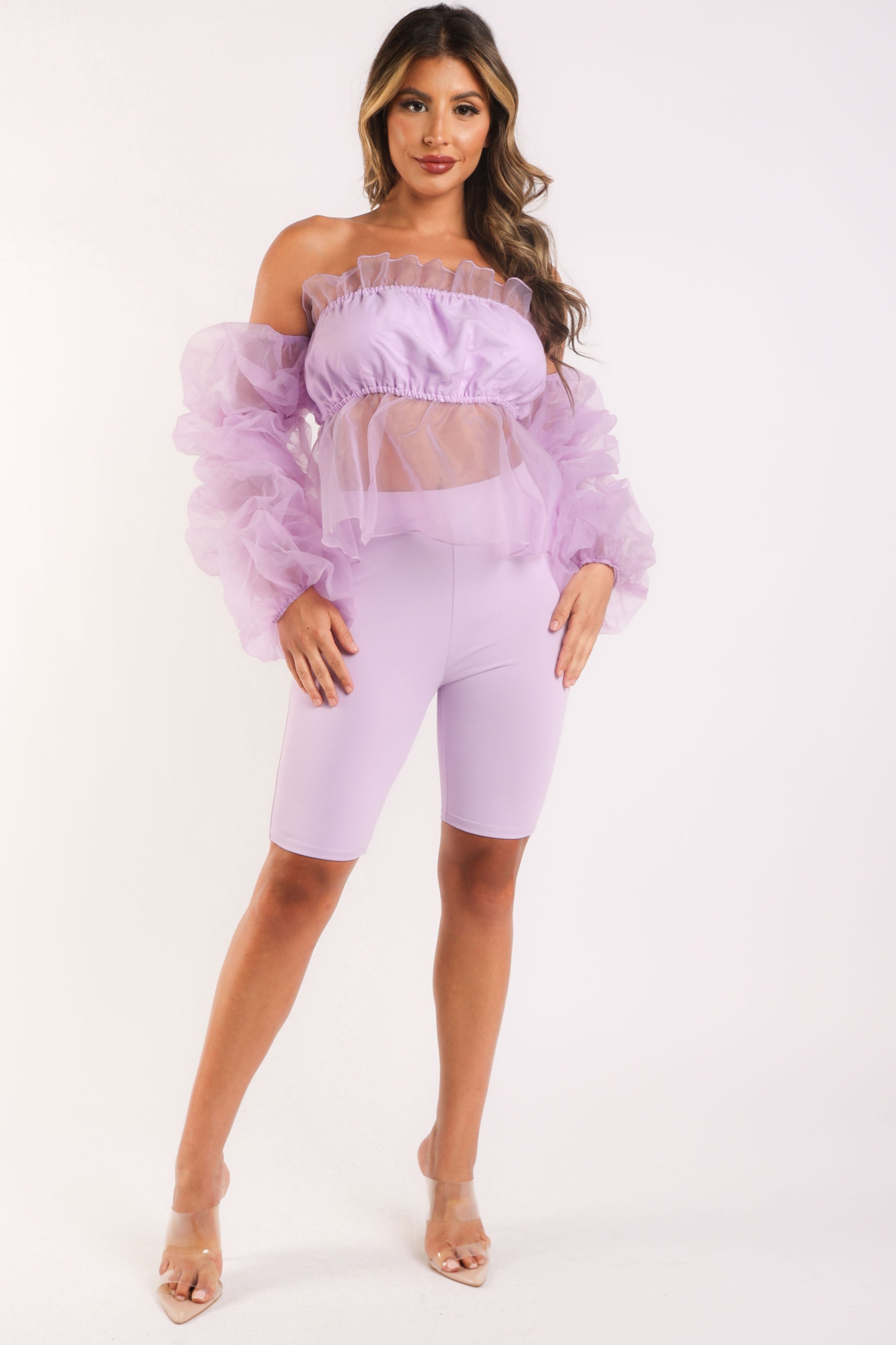 2-Piece Set Lavender Organza Sleeve 