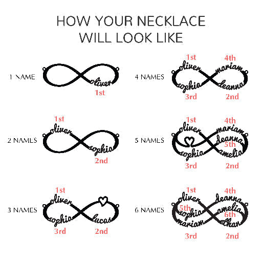 engraved infinity jewelry gift with names