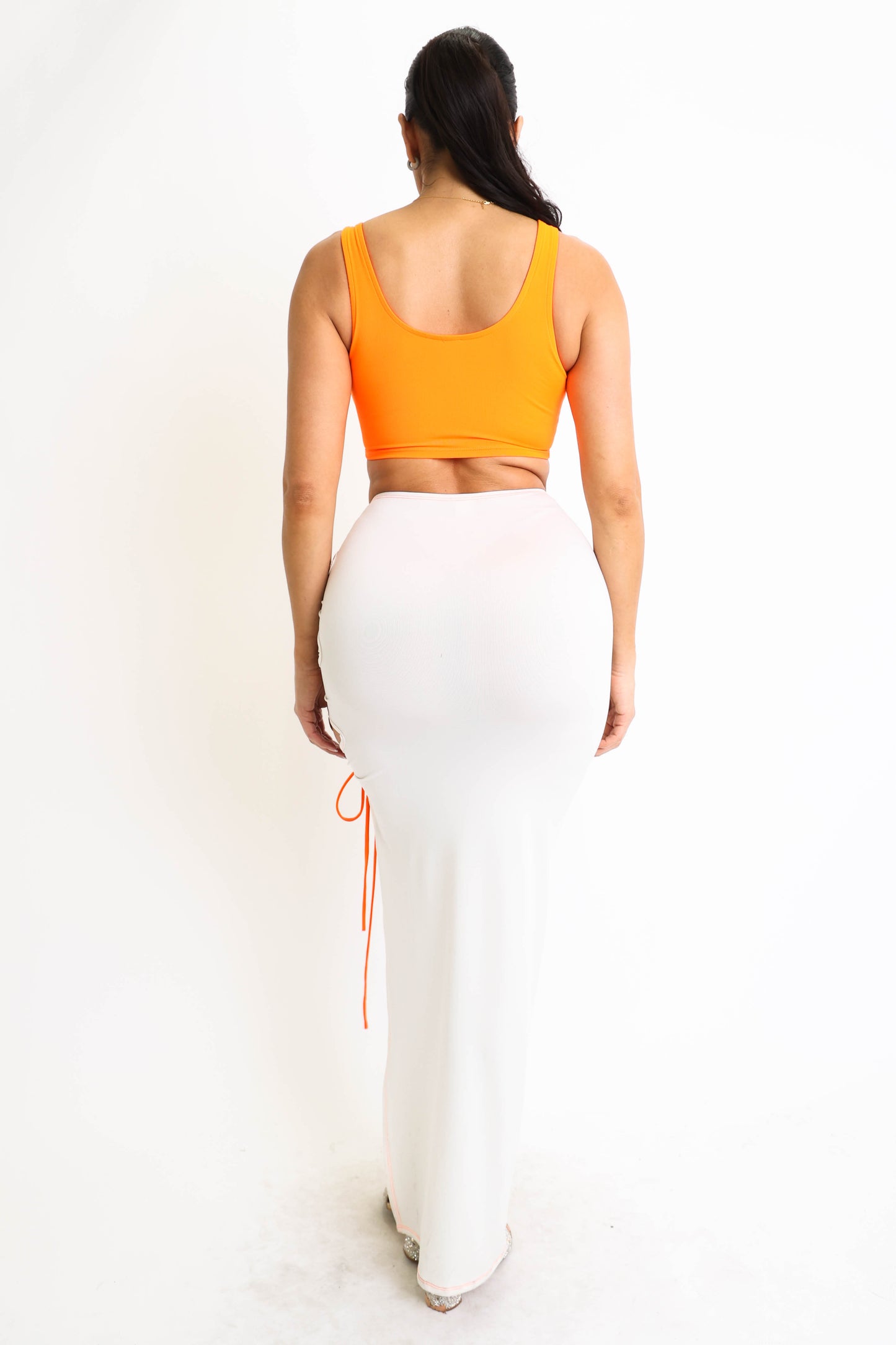 ColorBlock Side Lace up Top & Matching Maxi Skirt